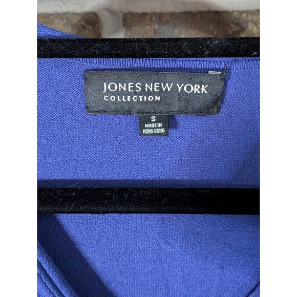 Jones Ny Woman's Blue Button Up Blouse Sz S Rayon Blend Short Sleeve Work Office - Picture 2 of 5